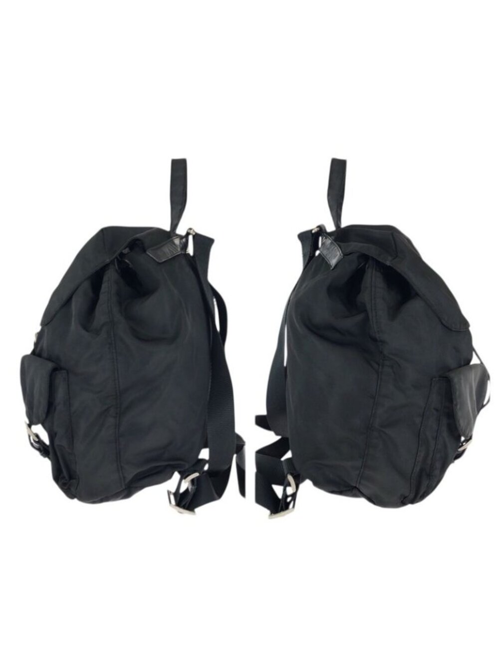 Prada Tessuto Black Silver Nylon Leather Backpack - Picture 8 of 9